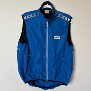 Vtg Hind Cycling Running Windbreaker Vest Mens Medium Blue Reflective Back M